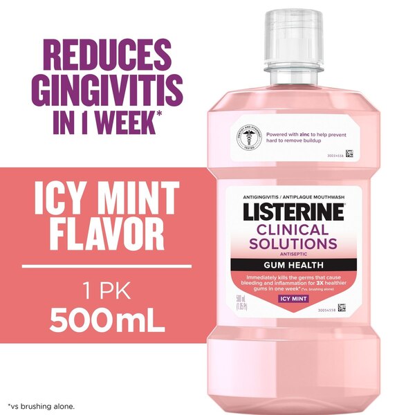 Listerine Clinical Solutions Gum Health Mouthwash, Icy Mint, 16.9 OZ
