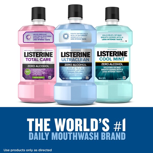 Listerine Ultraclean Zero Alcohol Tartar Mouthwash, Arctic Mint, 33.8 OZ