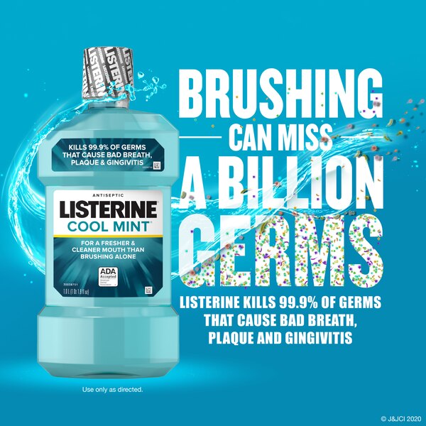 Listerine Antiseptic Mouthwash for Bad Breath, Plaque, and Gingivitis, Cool Mint