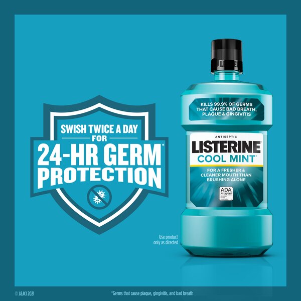 Listerine Antiseptic Mouthwash for Bad Breath, Plaque, and Gingivitis, Cool Mint