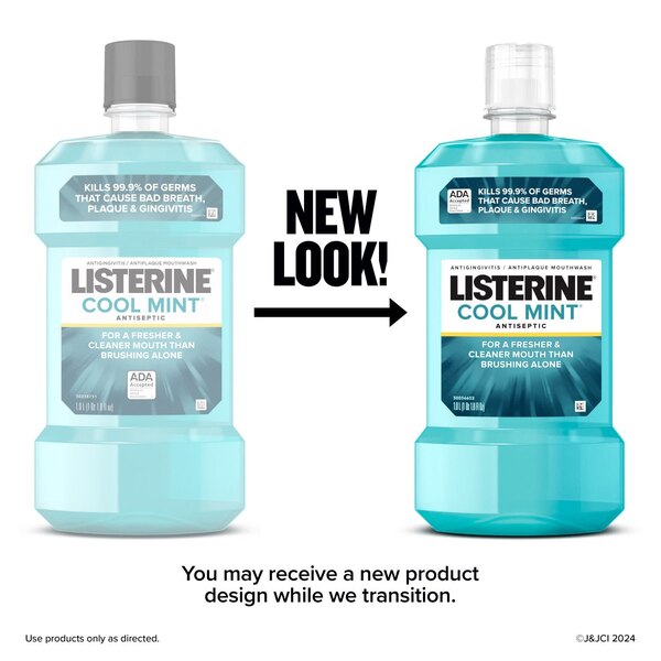 Listerine Antiseptic Mouthwash for Bad Breath, Plaque, and Gingivitis, Cool Mint