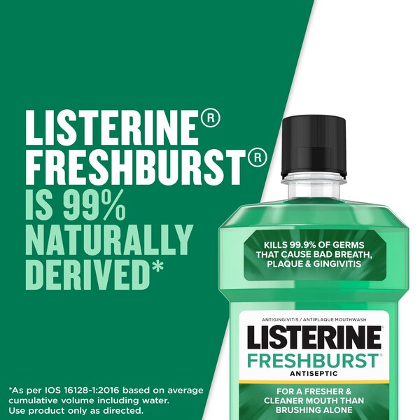Listerine Antiseptic Mouthwash for Bad Breath, Plaque, and Gingivitis, Fresh Burst