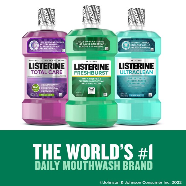 Listerine Antiseptic Mouthwash for Bad Breath, Plaque, and Gingivitis, Fresh Burst