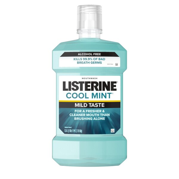 Listerine Zero Alcohol-Free Mouthwash for Bad Breath, Cool Mint, 1.5 L