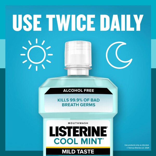 Listerine Zero Alcohol-Free Mouthwash for Bad Breath, Cool Mint, 1.5 L
