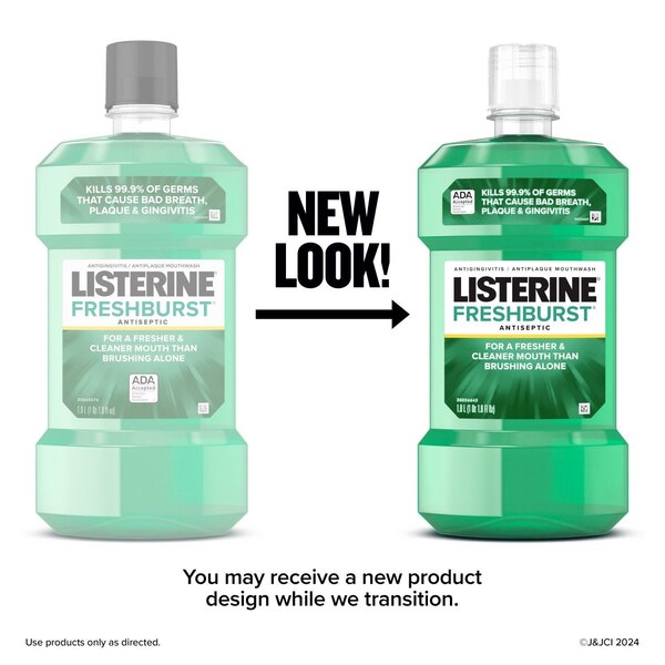 Listerine Antiseptic Mouthwash for Bad Breath, Plaque, and Gingivitis, Fresh Burst