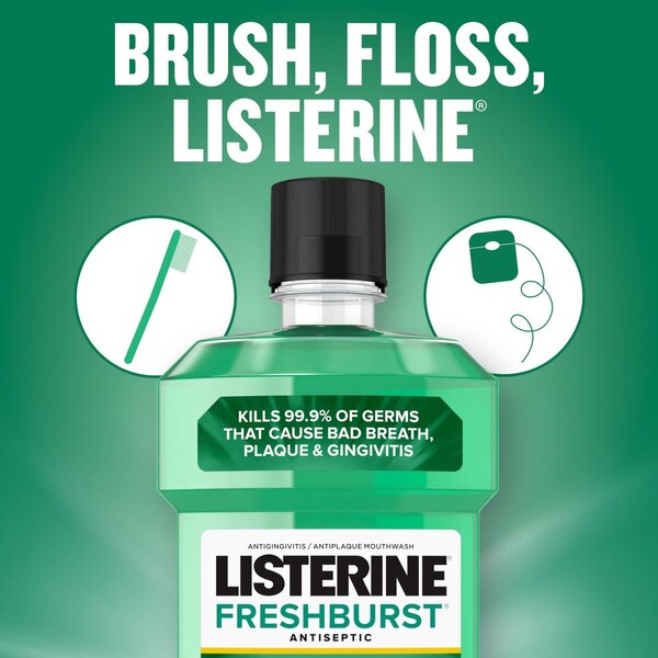 Listerine Antiseptic Mouthwash for Bad Breath, Plaque, and Gingivitis, Fresh Burst