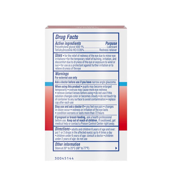 Visine Red Eye Hydrating Comfort Lubricating Eye Drops, 0.28 FL OZ