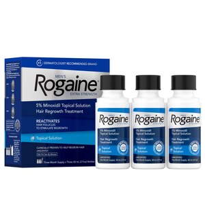 Rogaine Men's Extra Strength 5% Minoxidil Solution for Hair Regrowth, 3-Month Supply, 1-Month Supply
