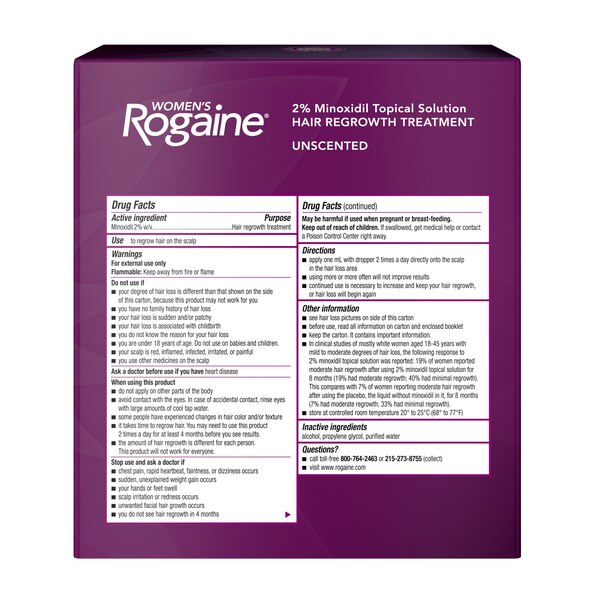 Rogaine Women's 2% Minoxidil Solution for Hair Regrowth
