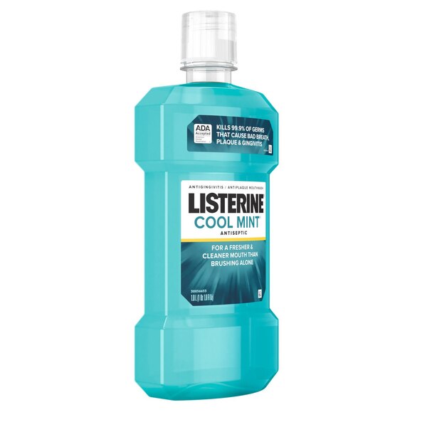 Listerine Antiseptic Mouthwash for Bad Breath, Plaque, and Gingivitis, Cool Mint