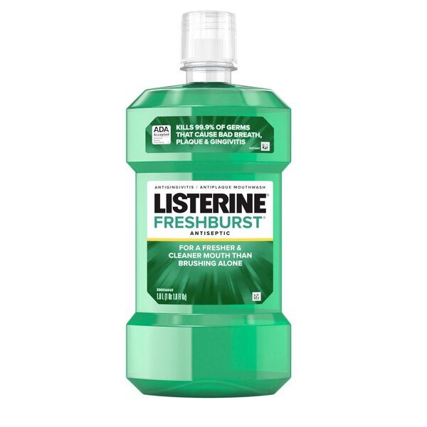 Listerine Antiseptic Mouthwash for Bad Breath, Plaque, and Gingivitis, Fresh Burst