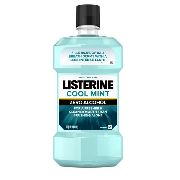 Listerine Zero Alcohol Mouthwash for Bad Breath, Cool Mint, 33.8 OZ