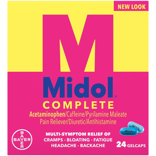 Midol Complete Menstrual Pain Relief Gelcaps with Acetaminophen, 24 Count