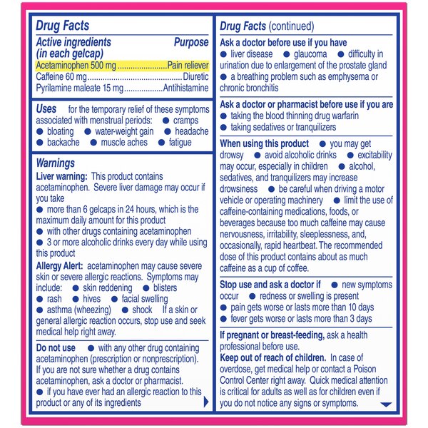 Midol Complete Menstrual Pain Relief Gelcaps with Acetaminophen, 24 Count