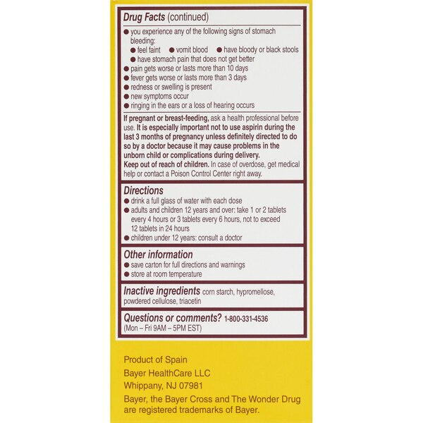Bayer Genuine Aspirin 325 MG Coated Tablets