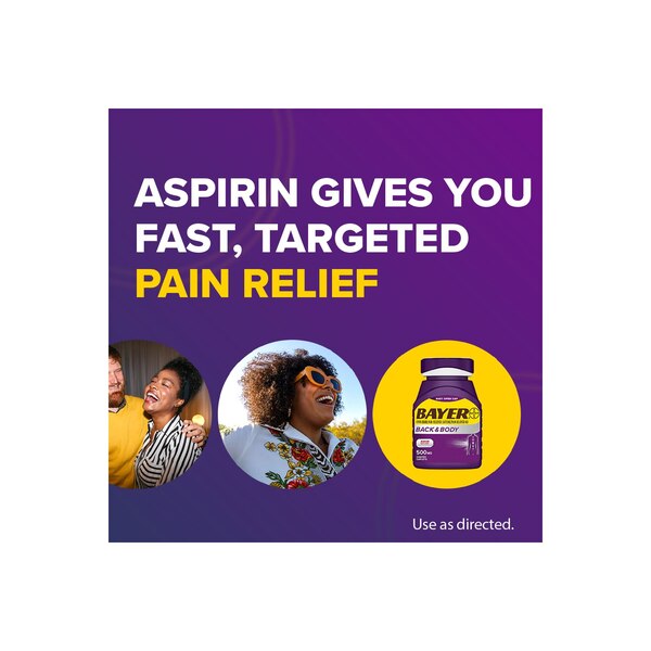 Bayer Back & Body Extra Strength Aspirin, 500mg Coated Tablets, Fast Relief, 100 ct