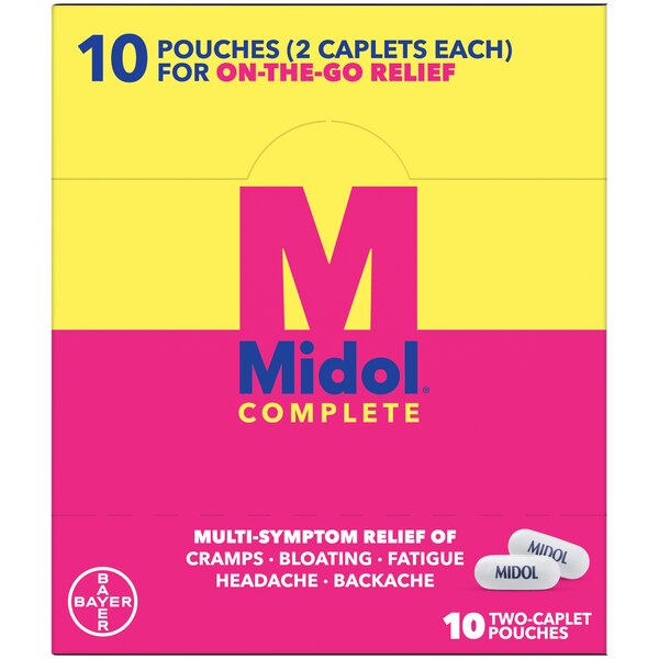 Midol Complete On the Go Menstrual Pain Relief Acetaminophen Caplets, 10 CT