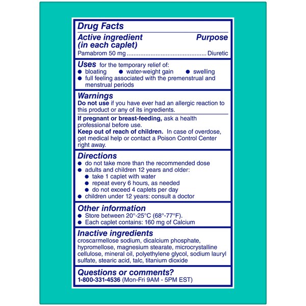Midol Bloat Relief Caplets with Pamabrom, 30 CT