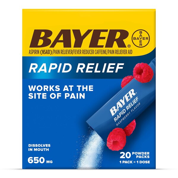 Bayer Rapid Relief Powder Packs, Raspberry