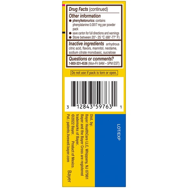 Bayer Rapid Relief Powder Packs, Raspberry