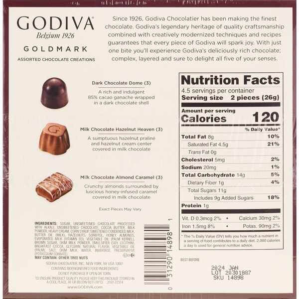 Godiva, Goldmark Assorted Chocolate Creations, 4.7 oz