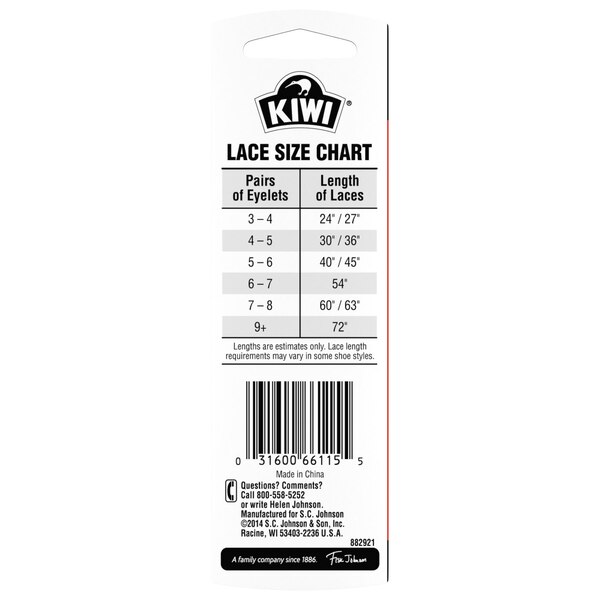 KIWI Black Dress Round Shoe Laces, 36", 2 Pairs