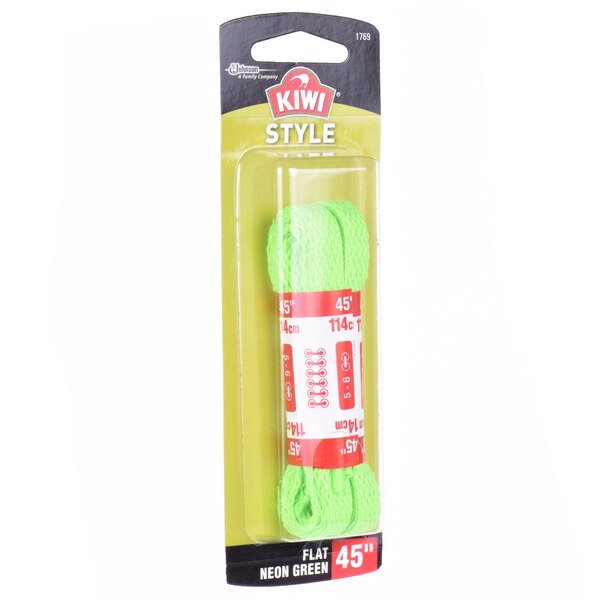 KIWI Flat Laces, Neon Green, 45", 1 Pair