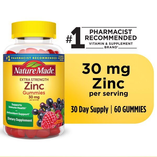 Nature Made Extra Strength Zinc  Gummies, 30 mg, 60 CT