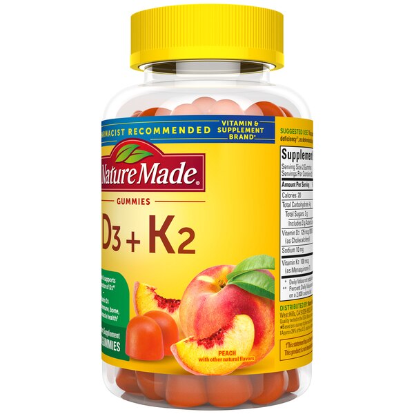 Nature Made Vitamin D3 K2 Gummies, Vitamin D 5000 IU per serving, Bone & Immune Support, 50 CT