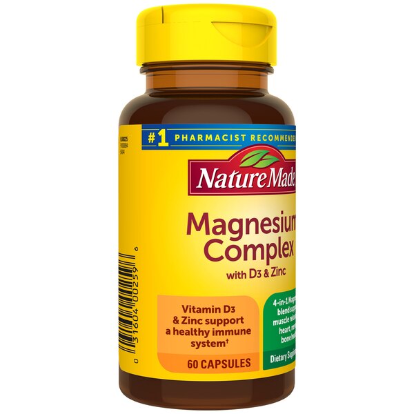 Nature Made Magnesium Complex with Vitamin D and Zinc Capsules, Blended Magnesium Supplement, 60 CT