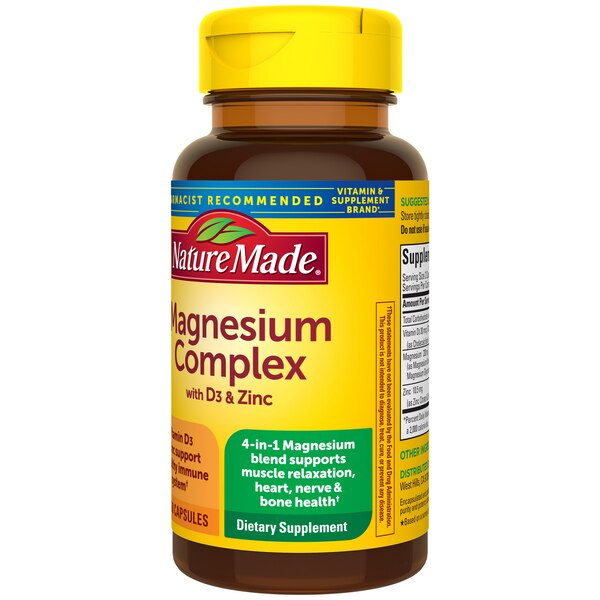 Nature Made Magnesium Complex with Vitamin D and Zinc Capsules, Blended Magnesium Supplement, 60 CT
