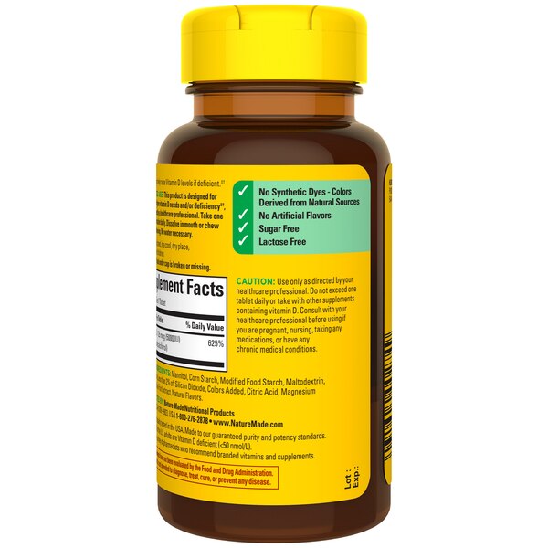Nature Made Extra Strength Vitamin D3 5000 IU Sugar Free Fast Dissolve Vitamin D Tablets, 70 CT