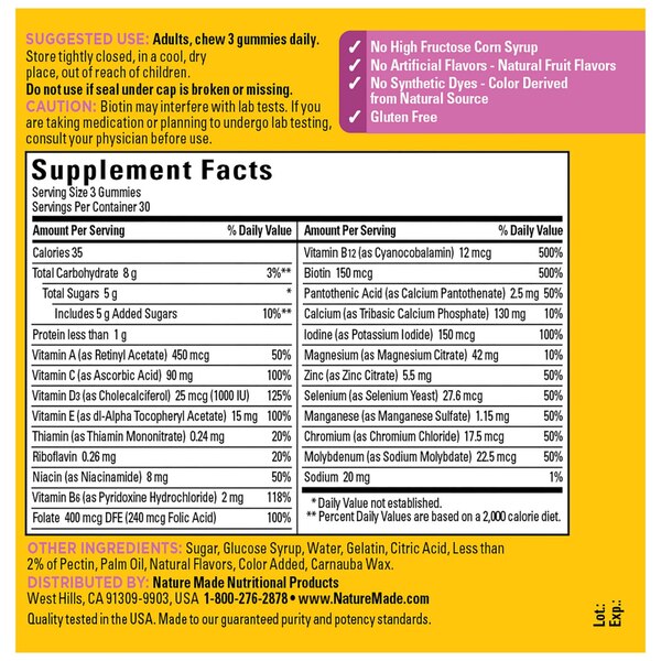 Nature Made Advanced Multivitamin Gummies For Her with Magnesium Citrate, Calcium & B Vitamins, 90 CT