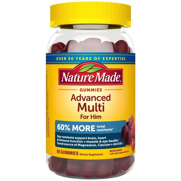 Nature Made Advanced Multivitamin Gummies For Him with Magnesium Citrate, Calcium & B Vitamins, 90 CT