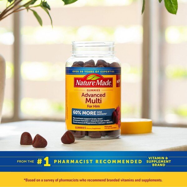 Nature Made Advanced Multivitamin Gummies For Him with Magnesium Citrate, Calcium & B Vitamins, 90 CT