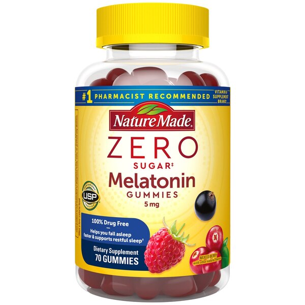 Nature Made Zero Sugar Melatonin Gummies 5mg, Sugar Free Sleep Aid, 70 CT