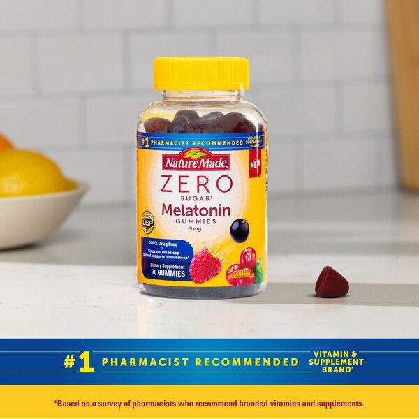 Nature Made Zero Sugar Melatonin Gummies 5mg, Sugar Free Sleep Aid, 70 CT