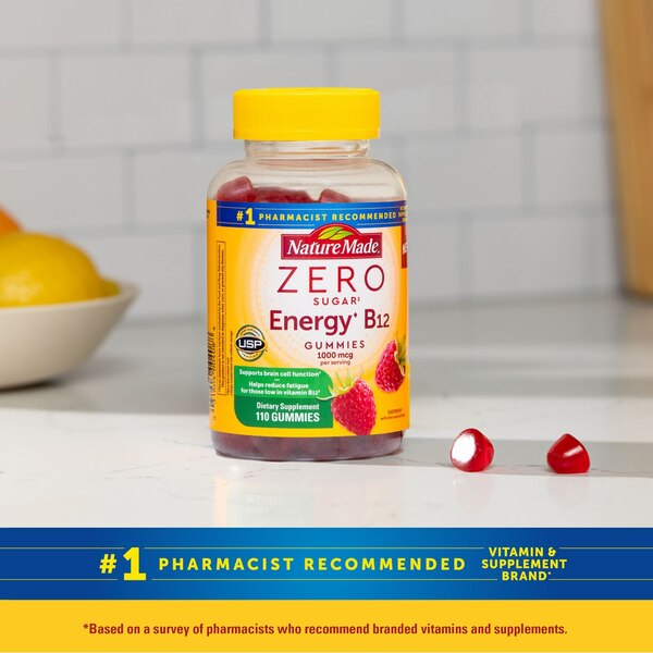 Nature Made Zero Sugar Energy Vitamin B12 Gummies 1000 mcg, Sugar Free Gummies, 110 CT