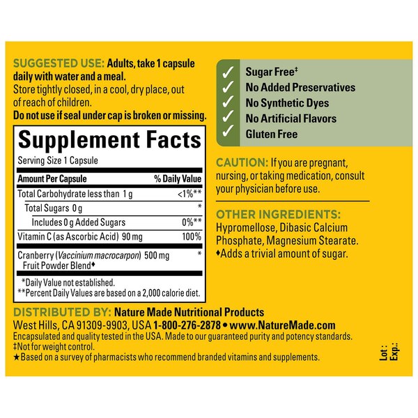 NATURE MADE CRANBERRY CAPSULES 500MG 60CT