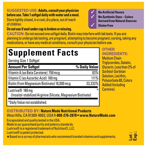 Nature Made Hair Growth Softgels, 30 CT