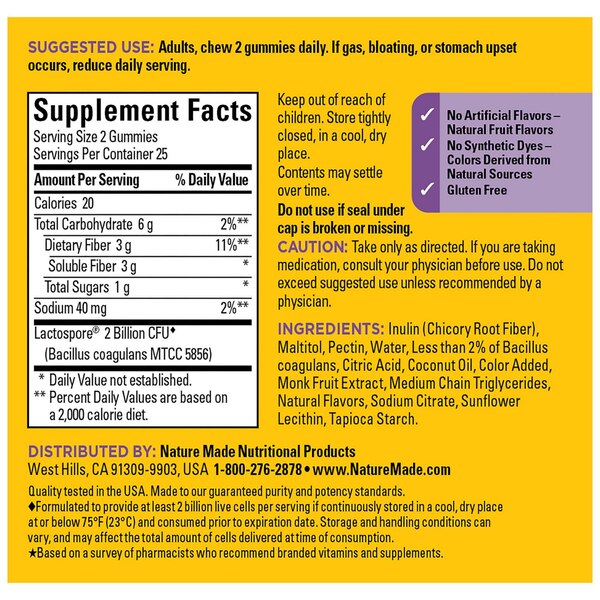 Nature Made Probiotic + Prebiotic Fiber, Mixed Berry, 50 CT