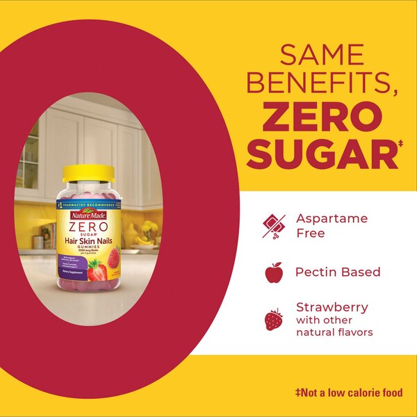 Nature Made Zero Sugar Hair-Skin-Nails Gummies, 120 CT