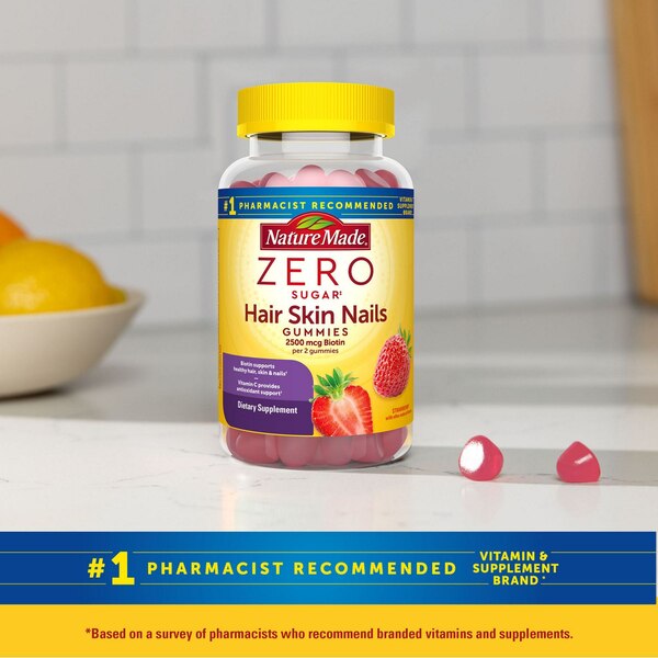 Nature Made Zero Sugar Hair-Skin-Nails Gummies, 120 CT