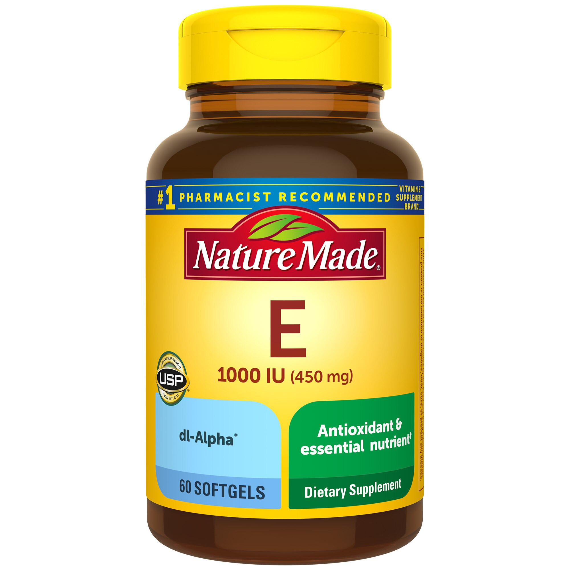 Nature Made Vitamin E 450 mg (1000 IU) dl-Alpha Antioxidant Support Softgels, 60 CT