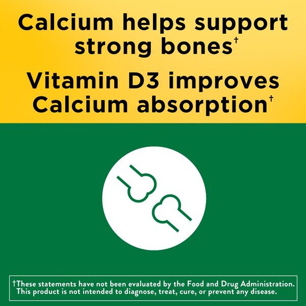 Nature Made Calcium 600 mg with Vitamin D3, Calcium Supplement for Bone Support, Tablets, 200 CT