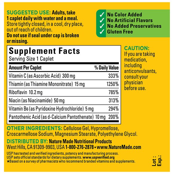 Nature Made B Complex w/C Tablets, 100CT