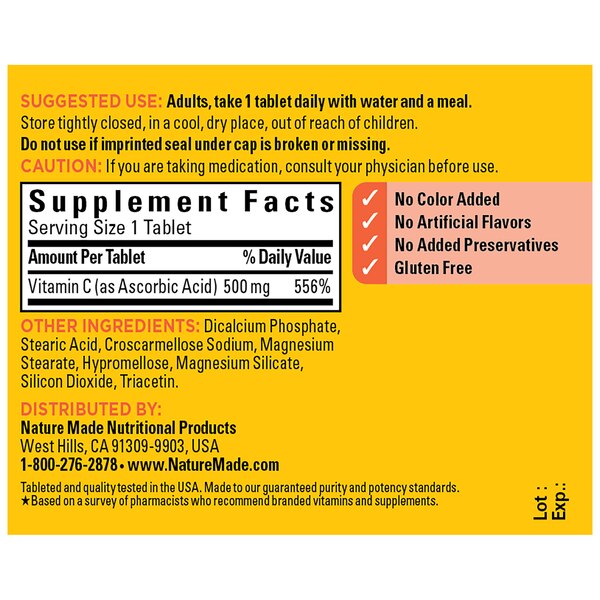 Nature Made Vitamin C Tablets 500mg