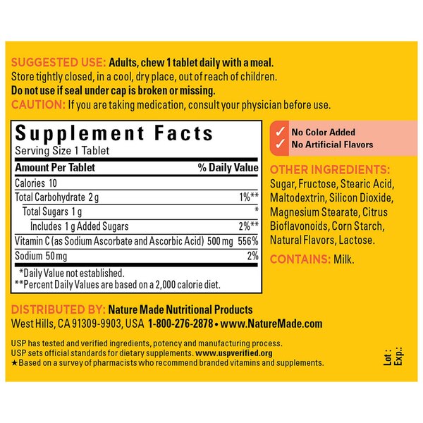 Nature Made Vitamin C Chewable Tablets 500mg