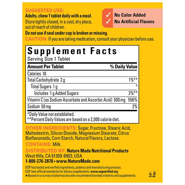 Nature Made Vitamin C Chewable Tablets 500mg